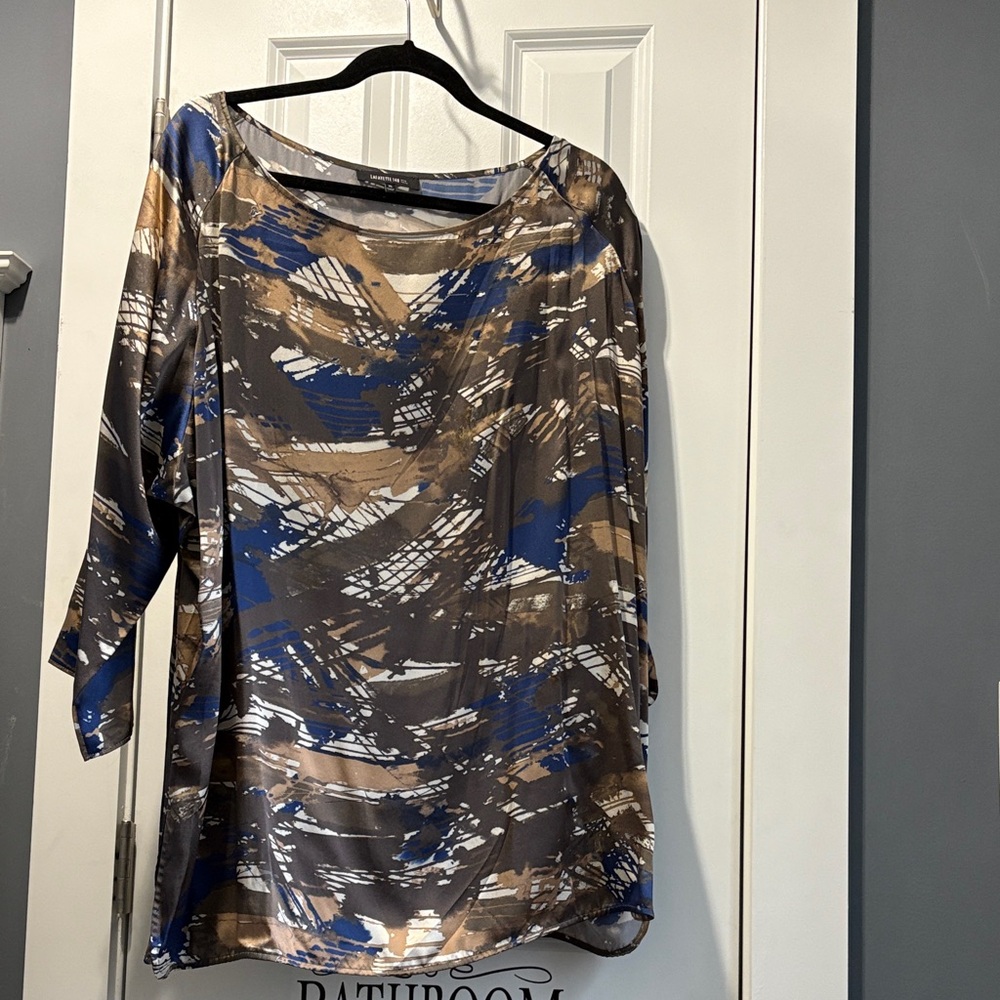Lafayette 148 New York Multicolor Abstract Blouse
